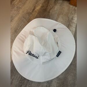 Panini bucket/outdoor cap white with stitched logo, like new